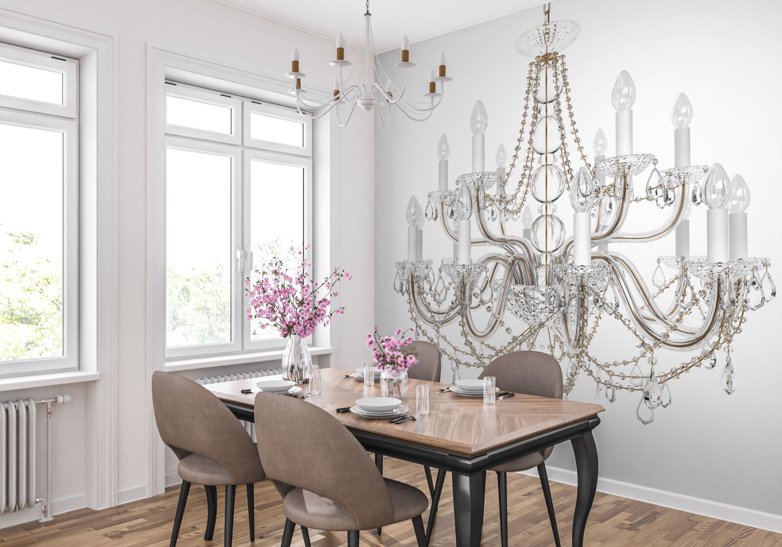 Фотошпалери елегантна люстра у вінтажному стилі з канделябрами