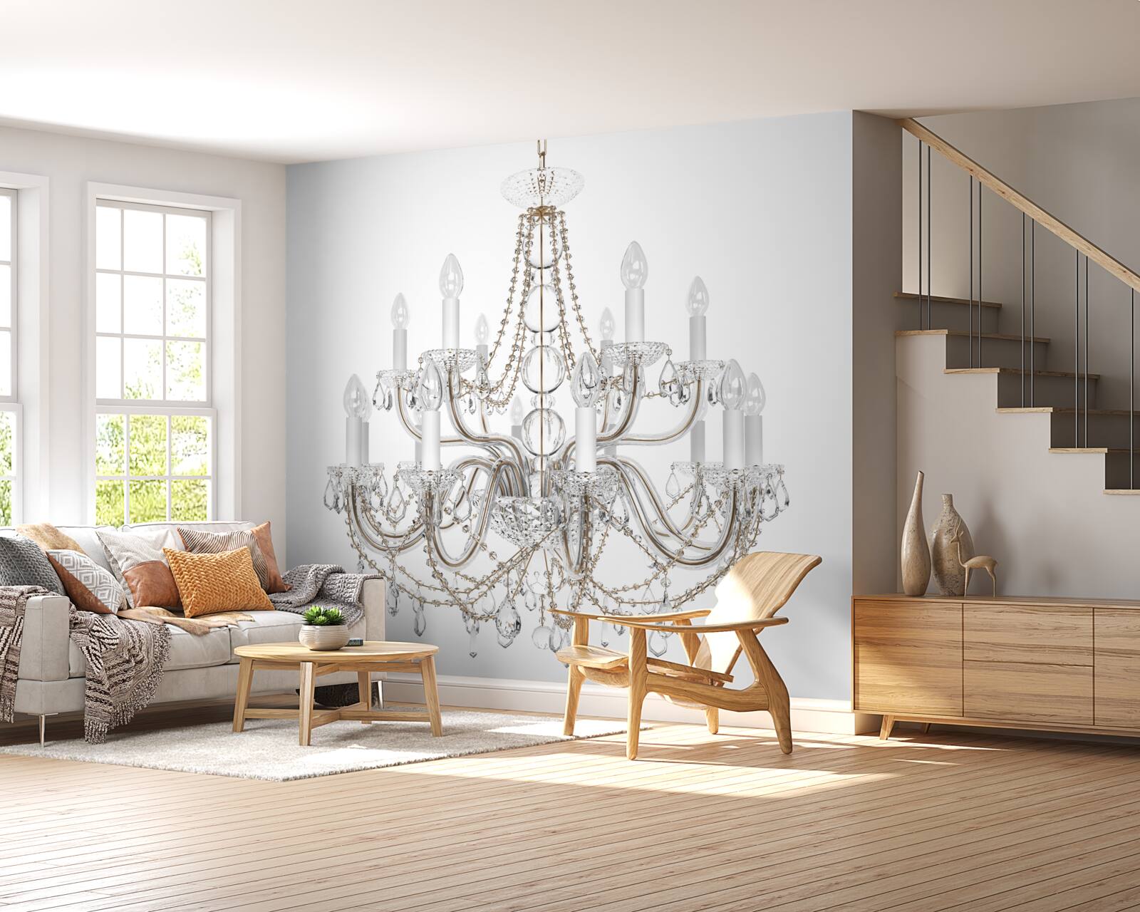 Фотошпалери елегантна люстра у вінтажному стилі з канделябрами