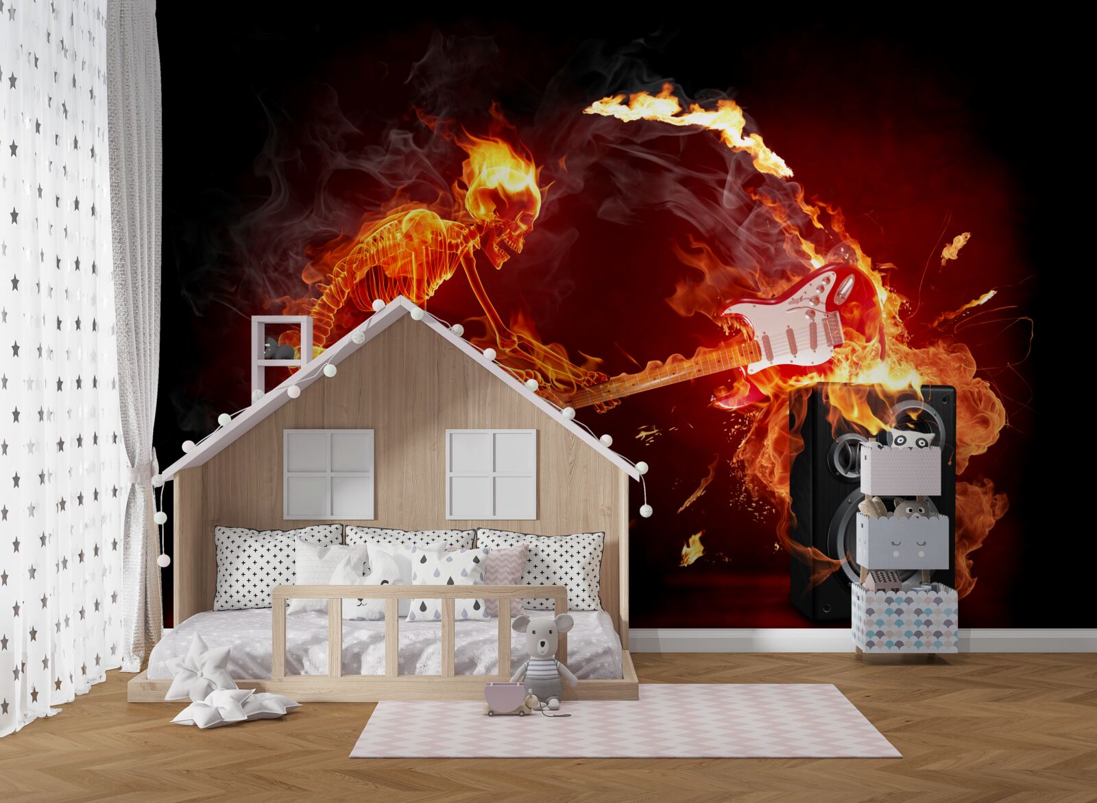 Фотошпалери артист розбиває гітару об підсилювач