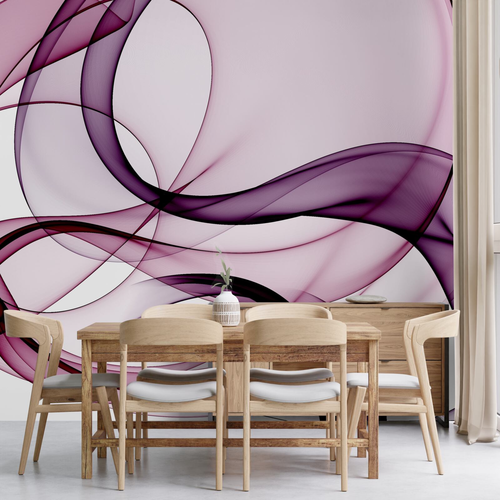 Фотошпалери темні, розмиті лінії на м'якому, світлому шовку