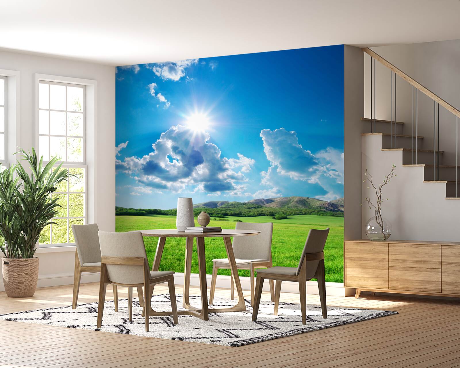 Фотошпалери яскравий літній день на лузі