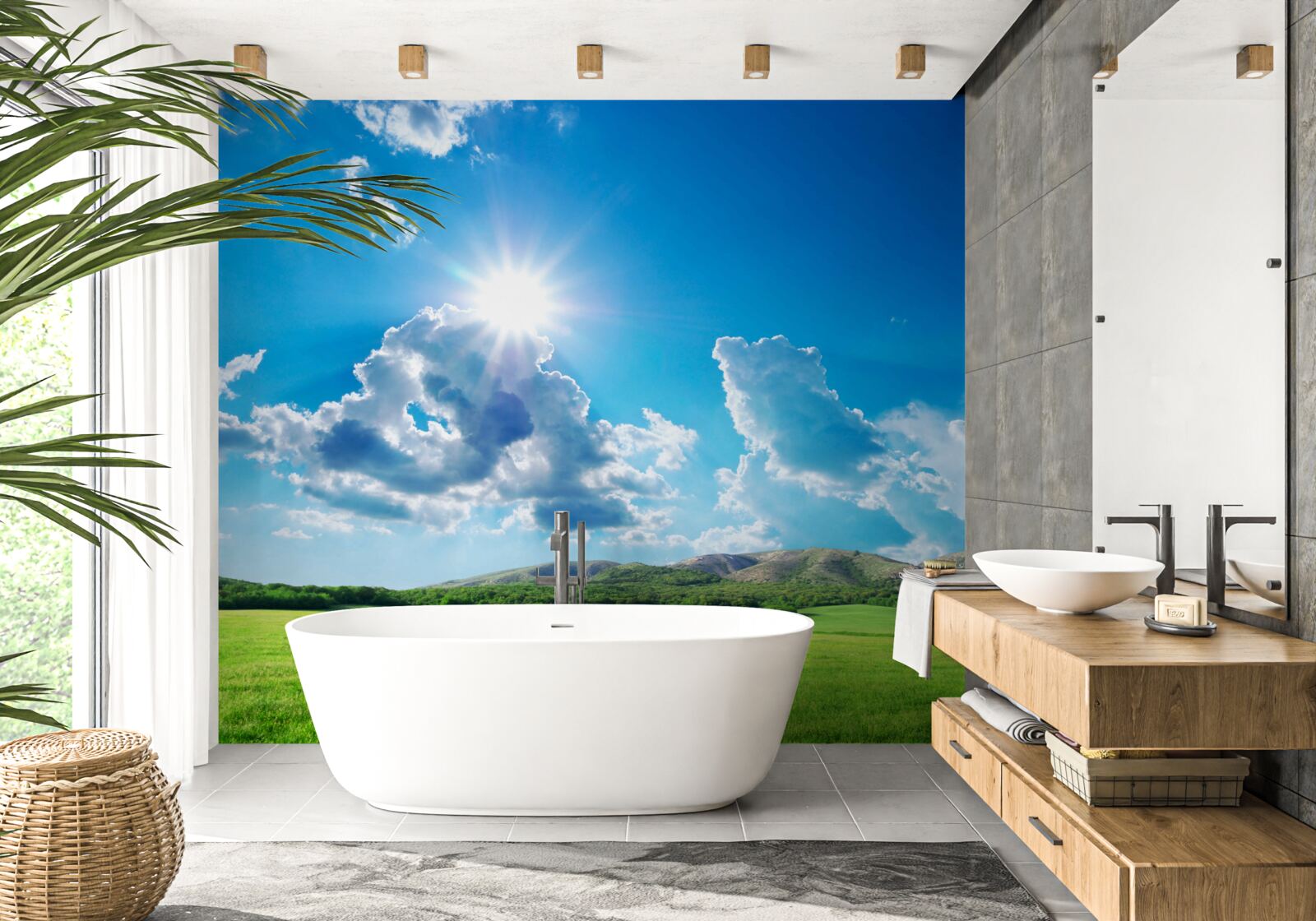 Фотошпалери яскравий літній день на лузі