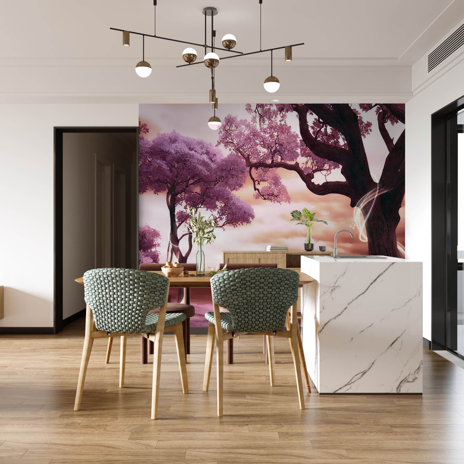 Фотошпалери стійкі дерева в пустелі, сповнені життя і краси