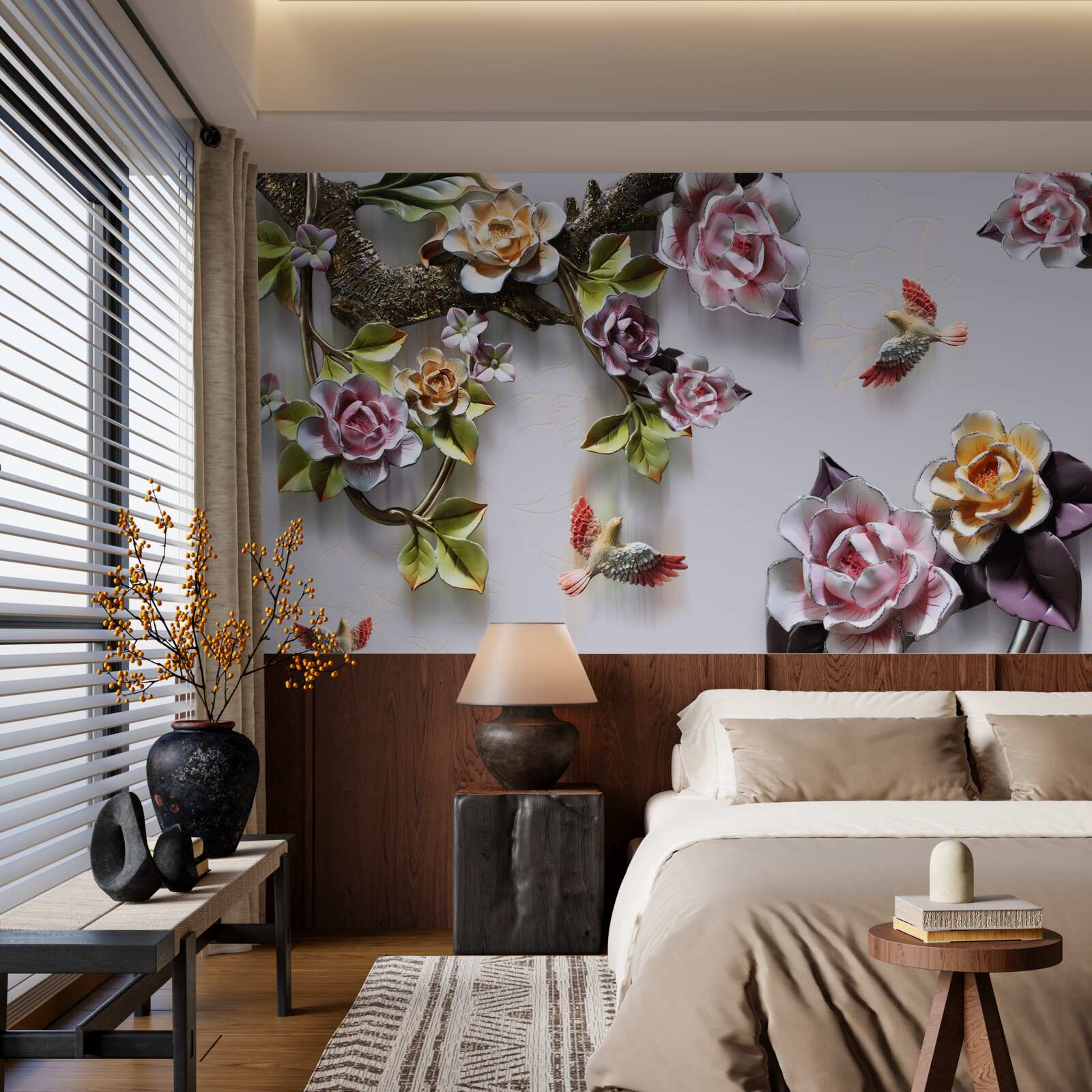 Фотошпалери птахам подобається нектар квітучих рослин