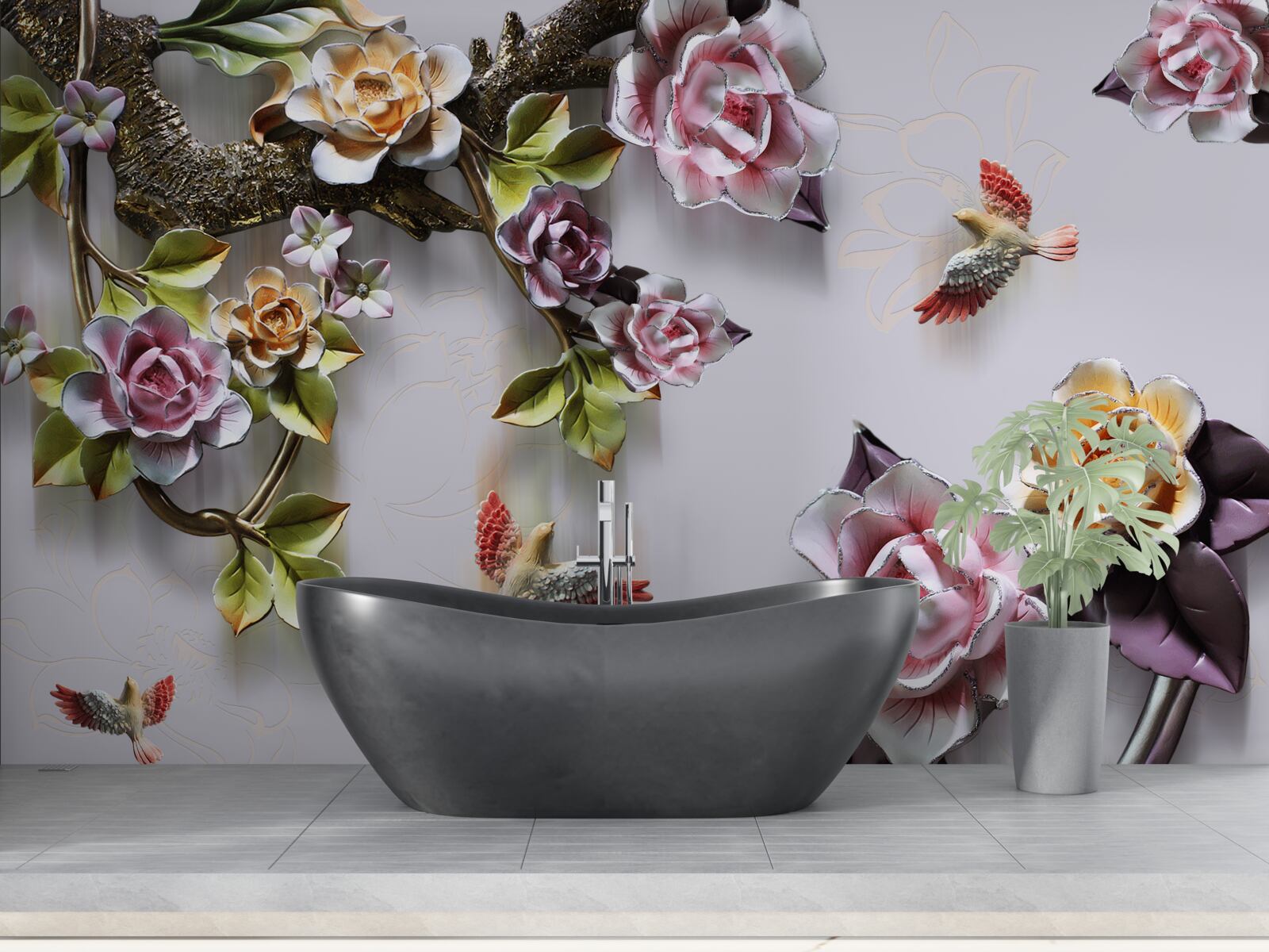 Фотошпалери птахам подобається нектар квітучих рослин