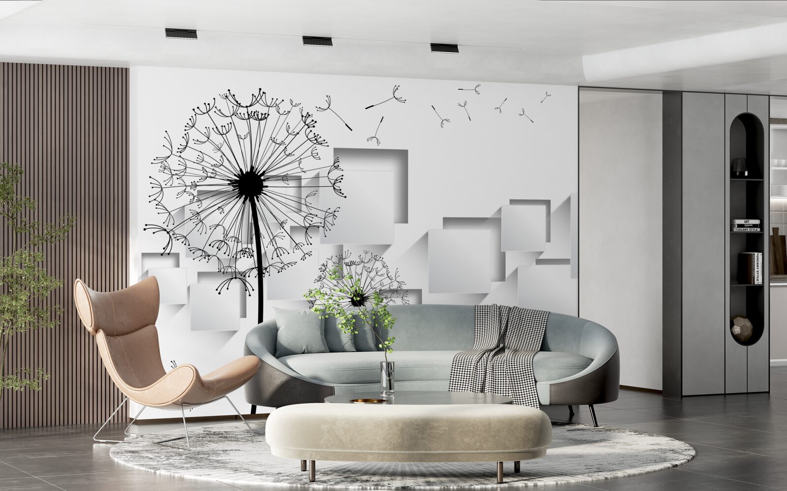 Фотошпалери куби, що плавають на задньому плані, доповнені молочаєм