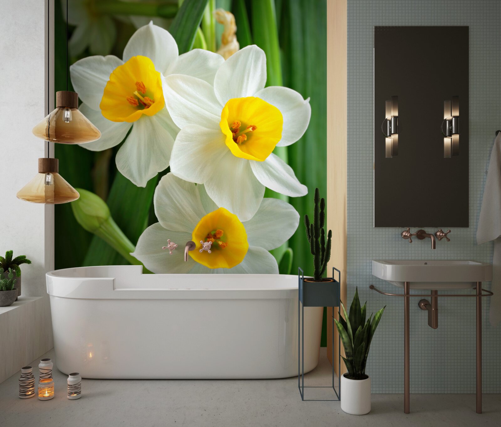 Фотошпалери красиві, витончені літні нарциси