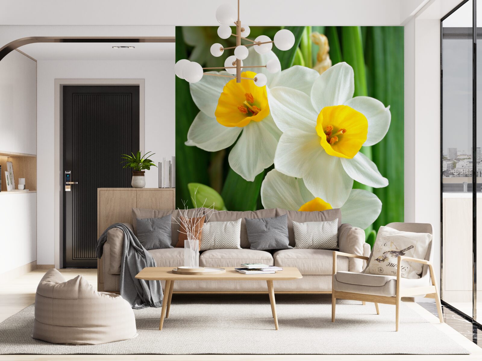 Фотошпалери красиві, витончені літні нарциси