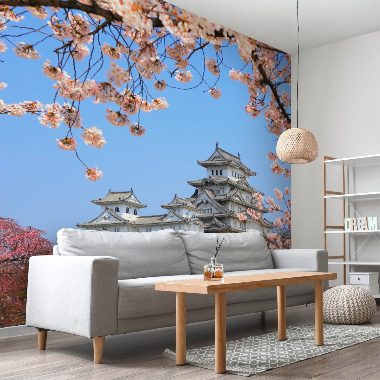 Фотошпалери старовинний японський храм в оточенні сакур