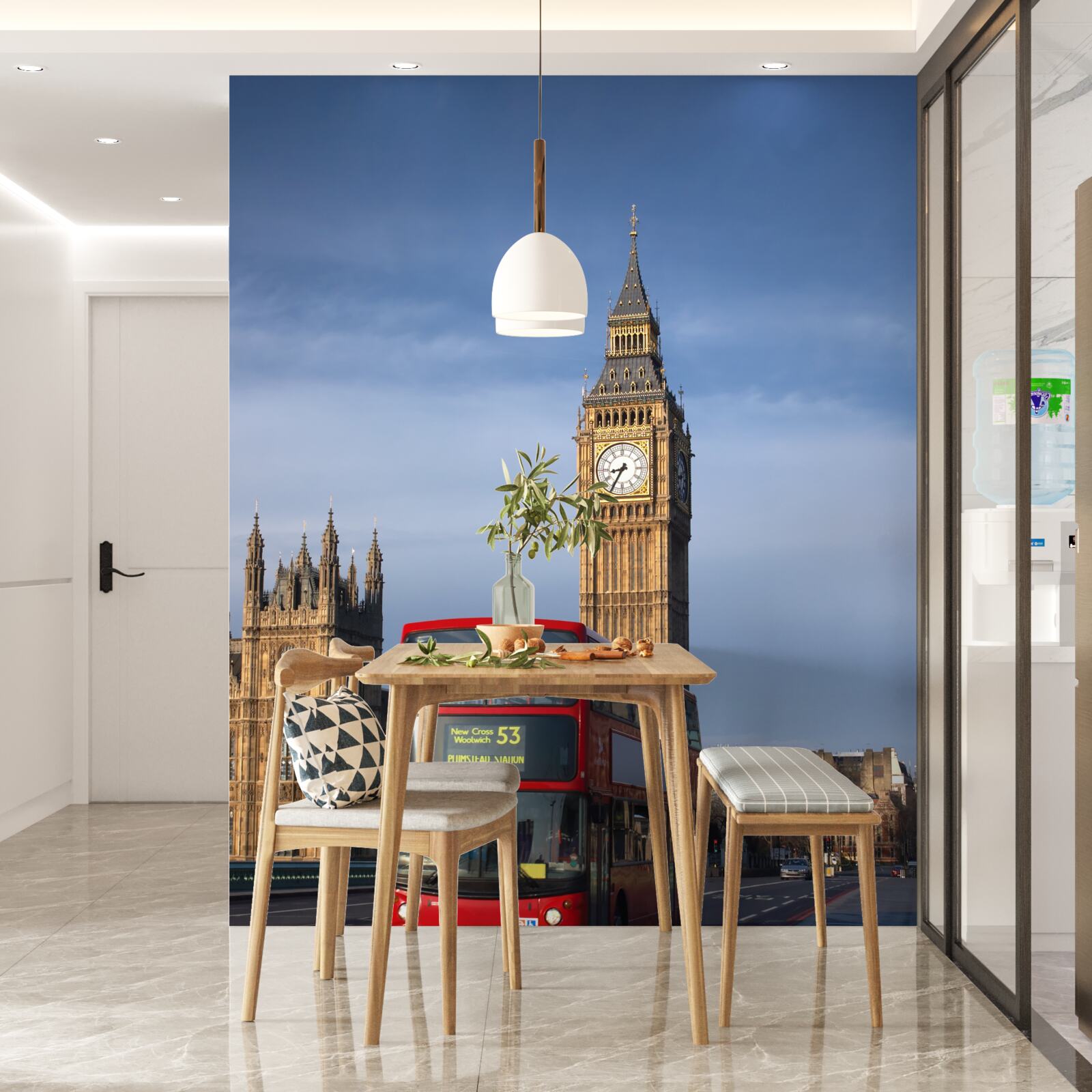 Фотошпалери автобус з пасажирами від'їжджає від Біг-Бена