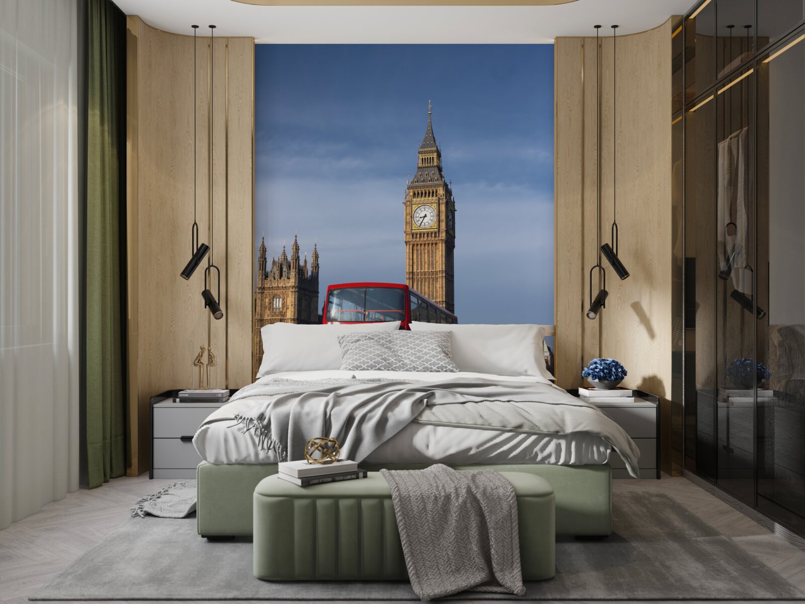 Фотошпалери автобус з пасажирами від'їжджає від Біг-Бена