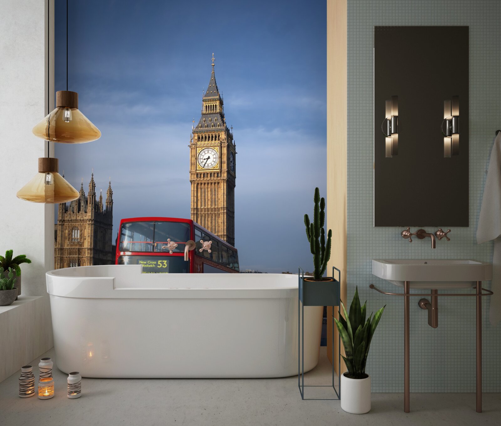 Фотошпалери автобус з пасажирами від'їжджає від Біг-Бена