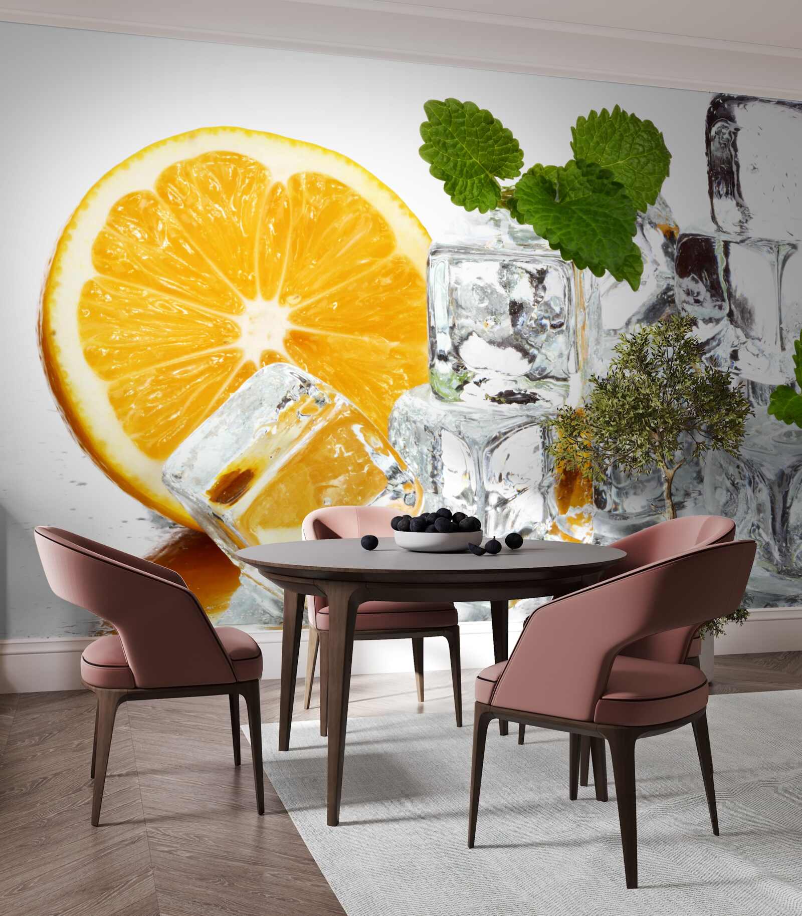 Фотошпалери лід у формі прямокутників і стиглого апельсина