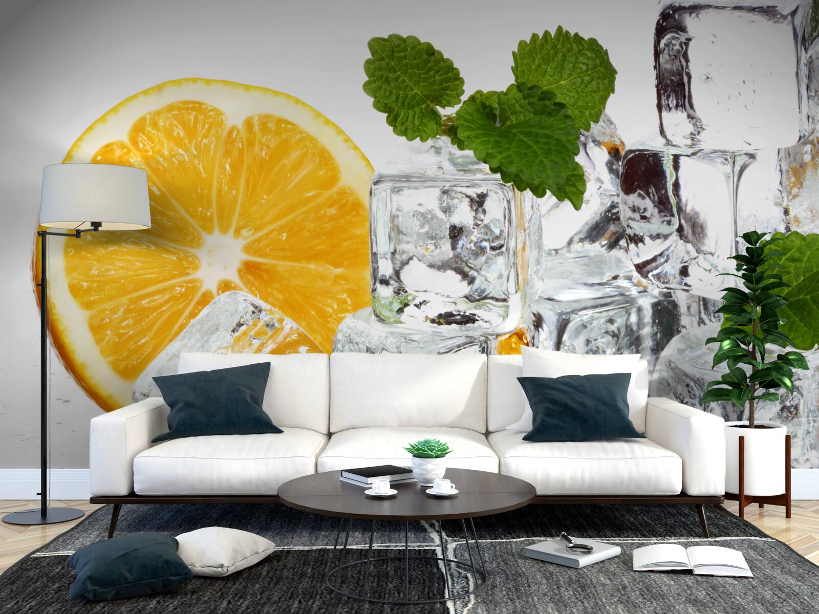 Фотошпалери лід у формі прямокутників і стиглого апельсина