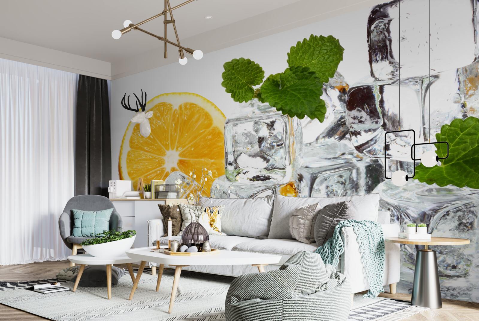 Фотошпалери лід у формі прямокутників і стиглого апельсина