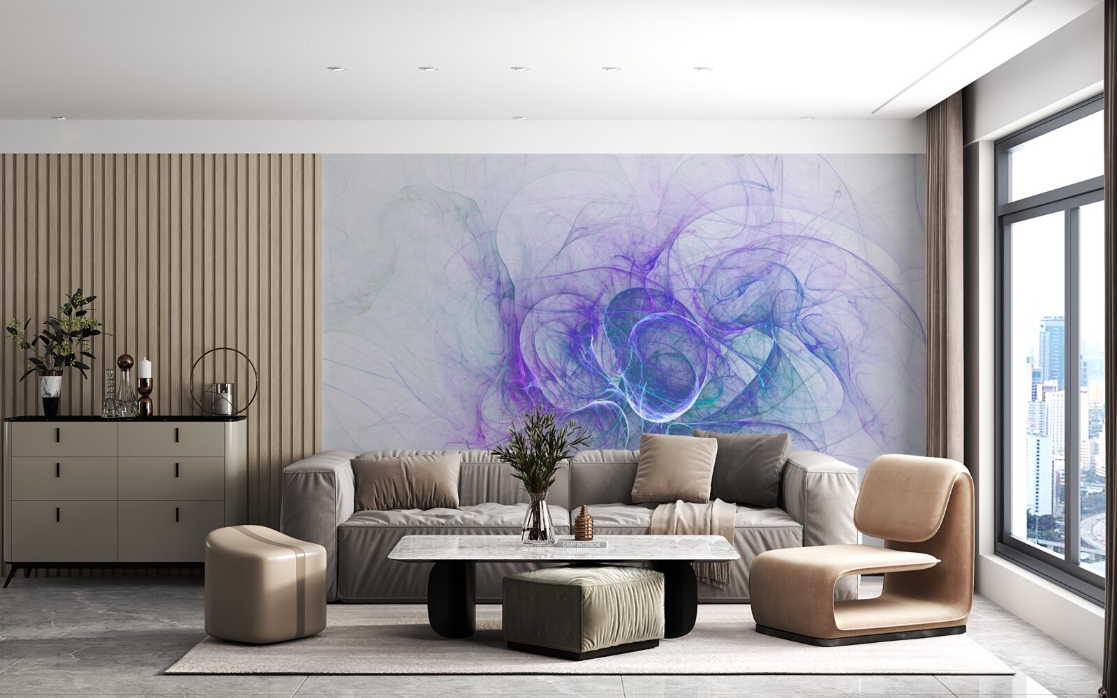 Фотошпалери абстрактні нервові клітини на білому тлі