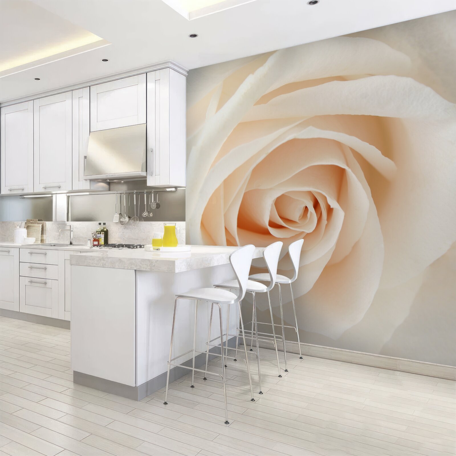 Фотошпалери кремова троянда з м'якими пелюстками в повній красі