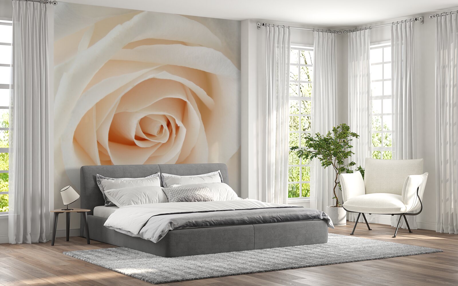 Фотошпалери кремова троянда з м'якими пелюстками в повній красі