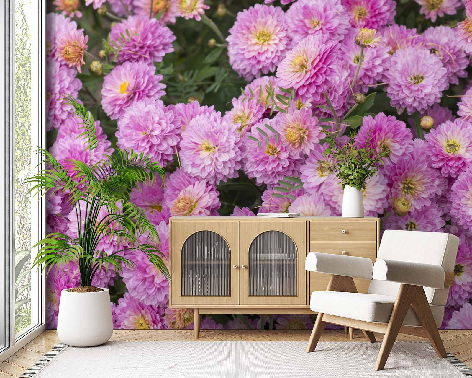 Фотошпалери красиві гербери з яскраво-бузковими ромашками