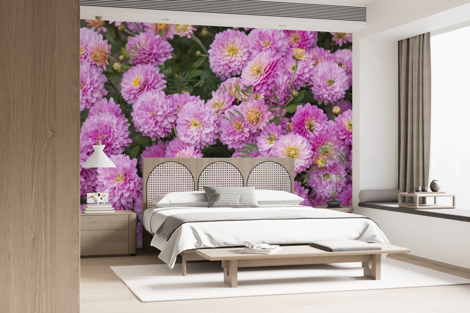 Фотошпалери красиві гербери з яскраво-бузковими ромашками