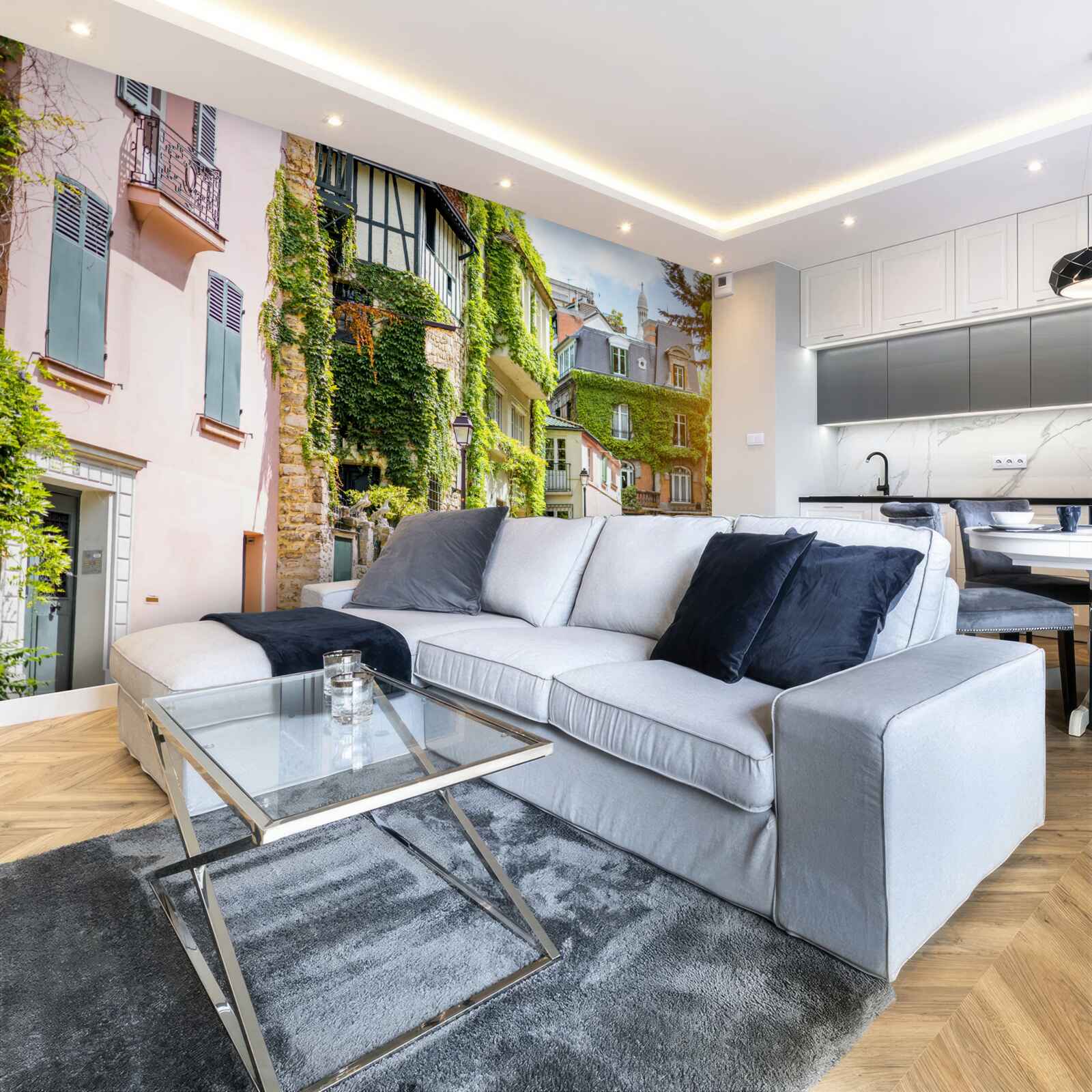 Фотошпалери старі будинки, вкриті красивими рослинами