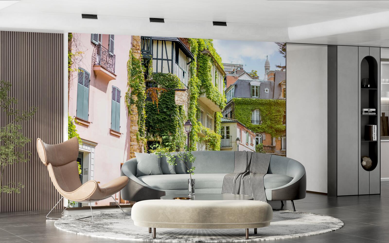 Фотошпалери старі будинки, вкриті красивими рослинами