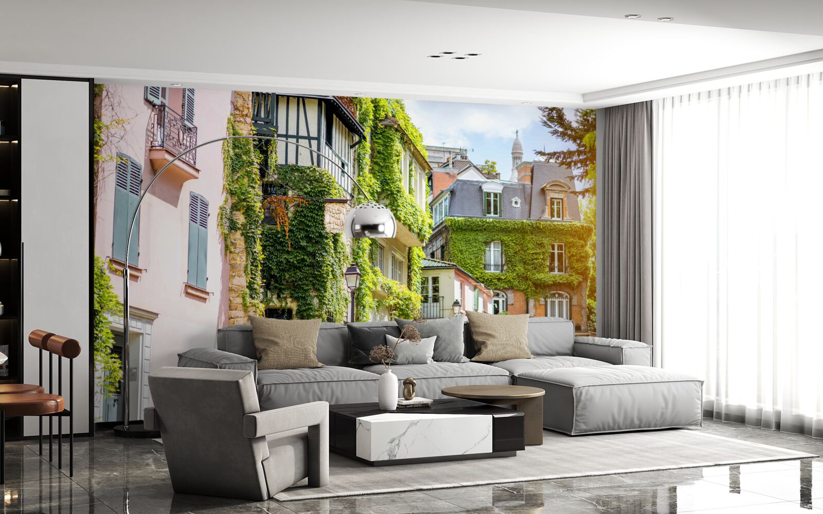 Фотошпалери старі будинки, вкриті красивими рослинами