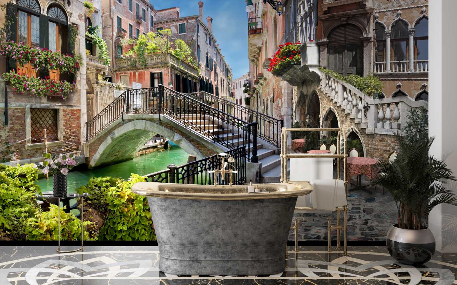 Фотошпалери зруйнований міст через венеціанський канал