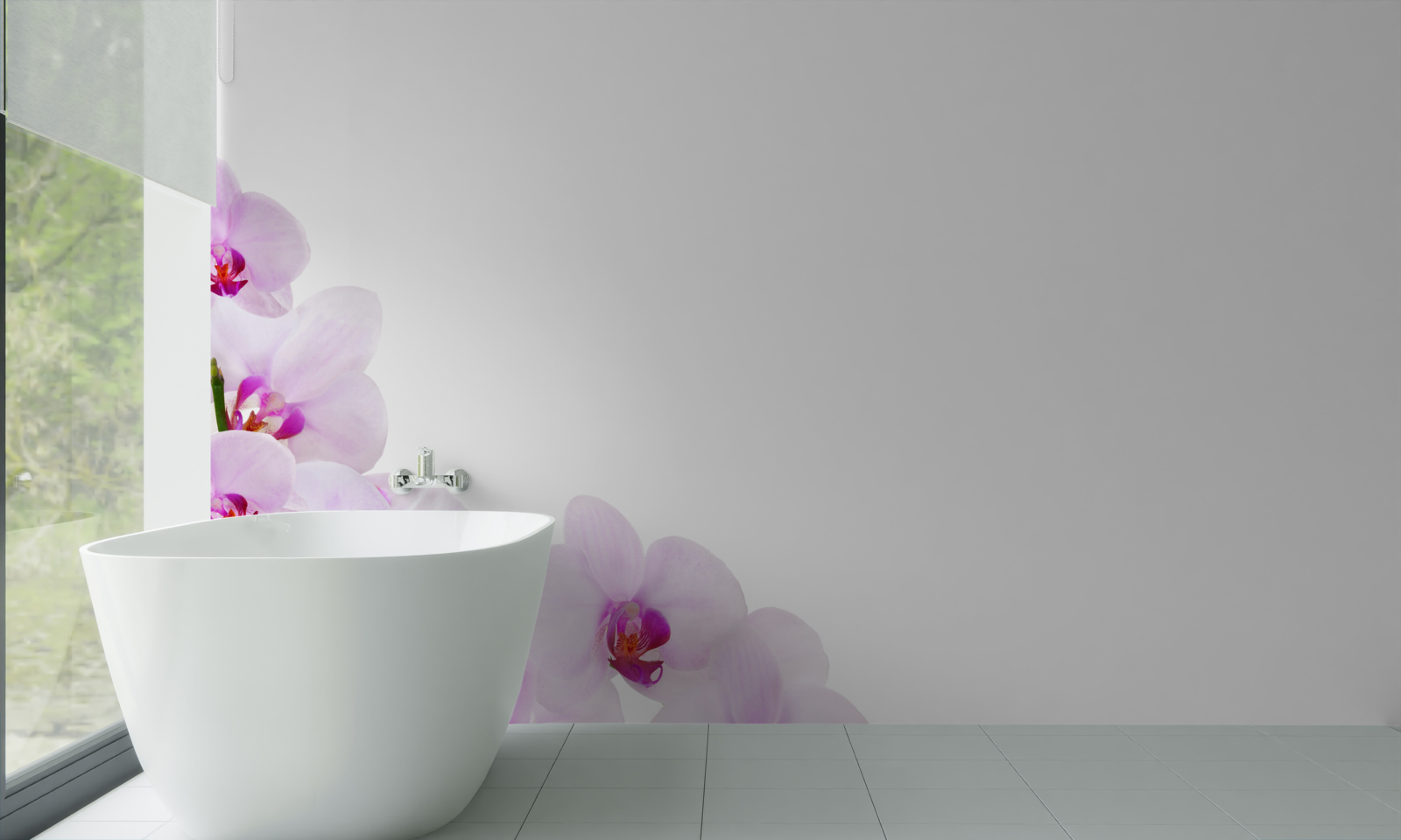 Фотошпалери гілки сяючої орхідеї на світлому тлі