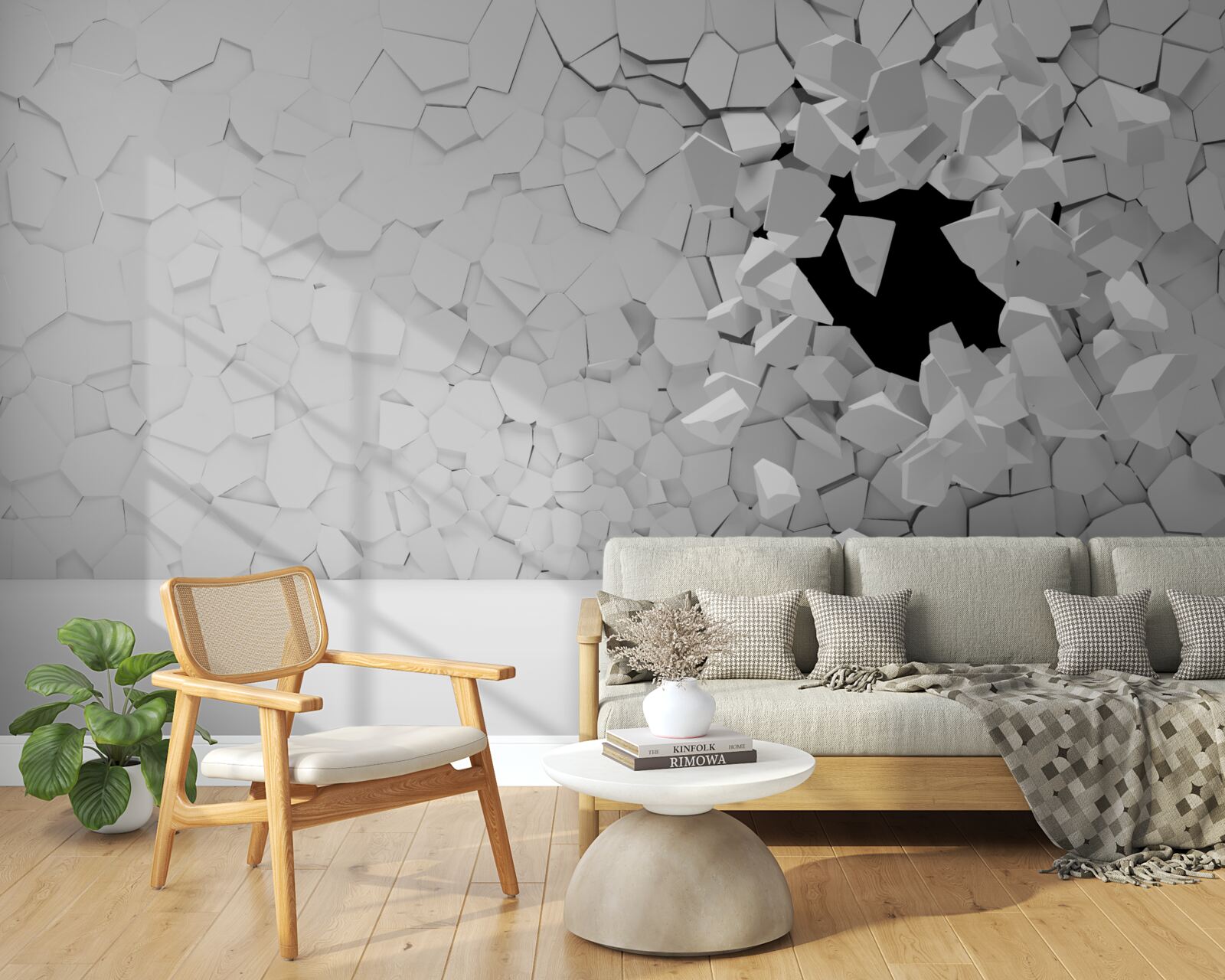 Фотошпалери пошкоджена стіна з сірого каменю