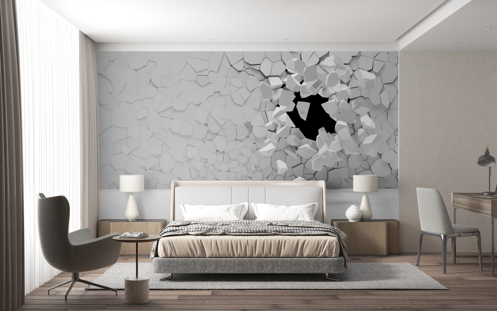 Фотошпалери пошкоджена стіна з сірого каменю