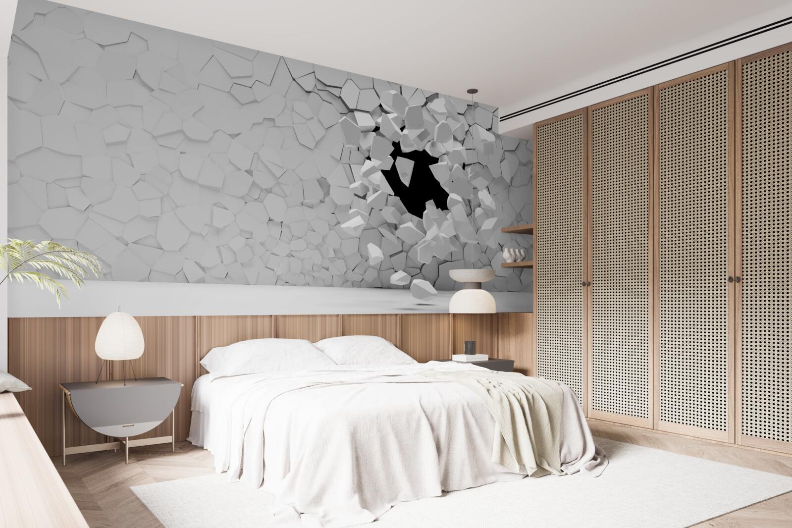 Фотошпалери пошкоджена стіна з сірого каменю