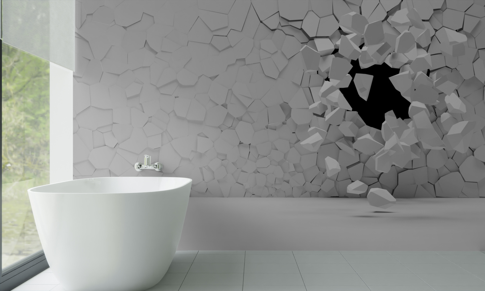 Фотошпалери пошкоджена стіна з сірого каменю