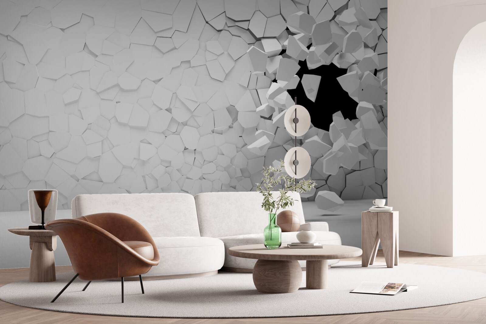 Фотошпалери пошкоджена стіна з сірого каменю