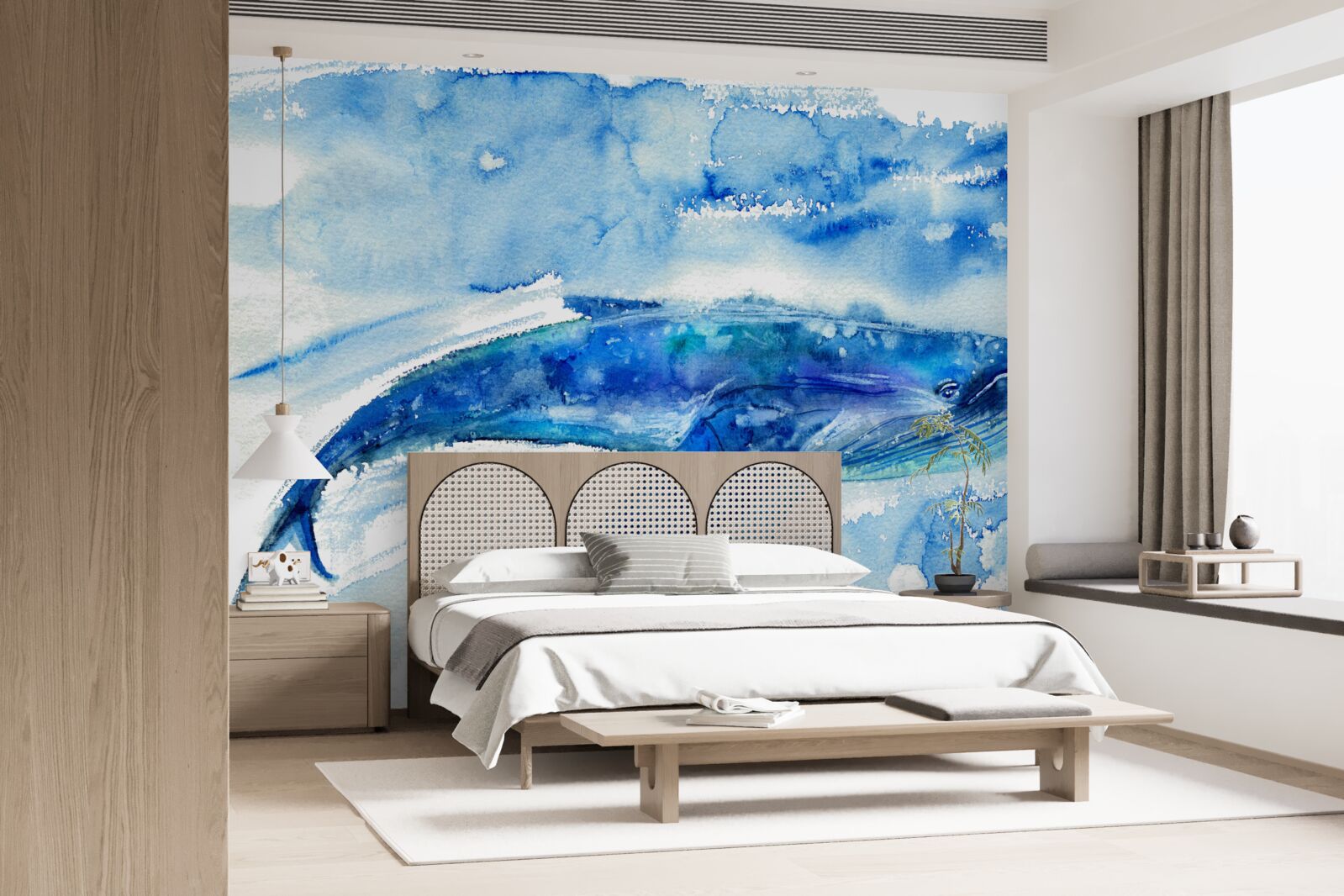 Фотошпалери акварель із зображенням синього кита