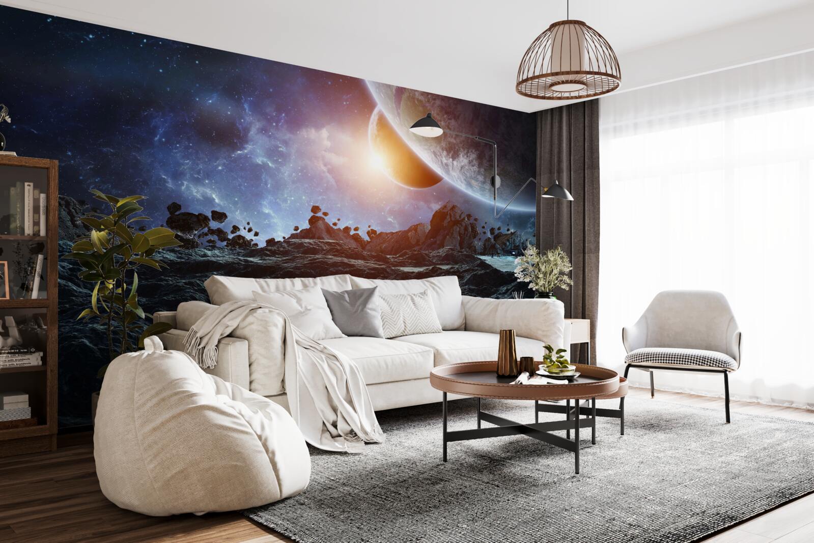 Фотошпалери світ майбутнього з космічними планетами