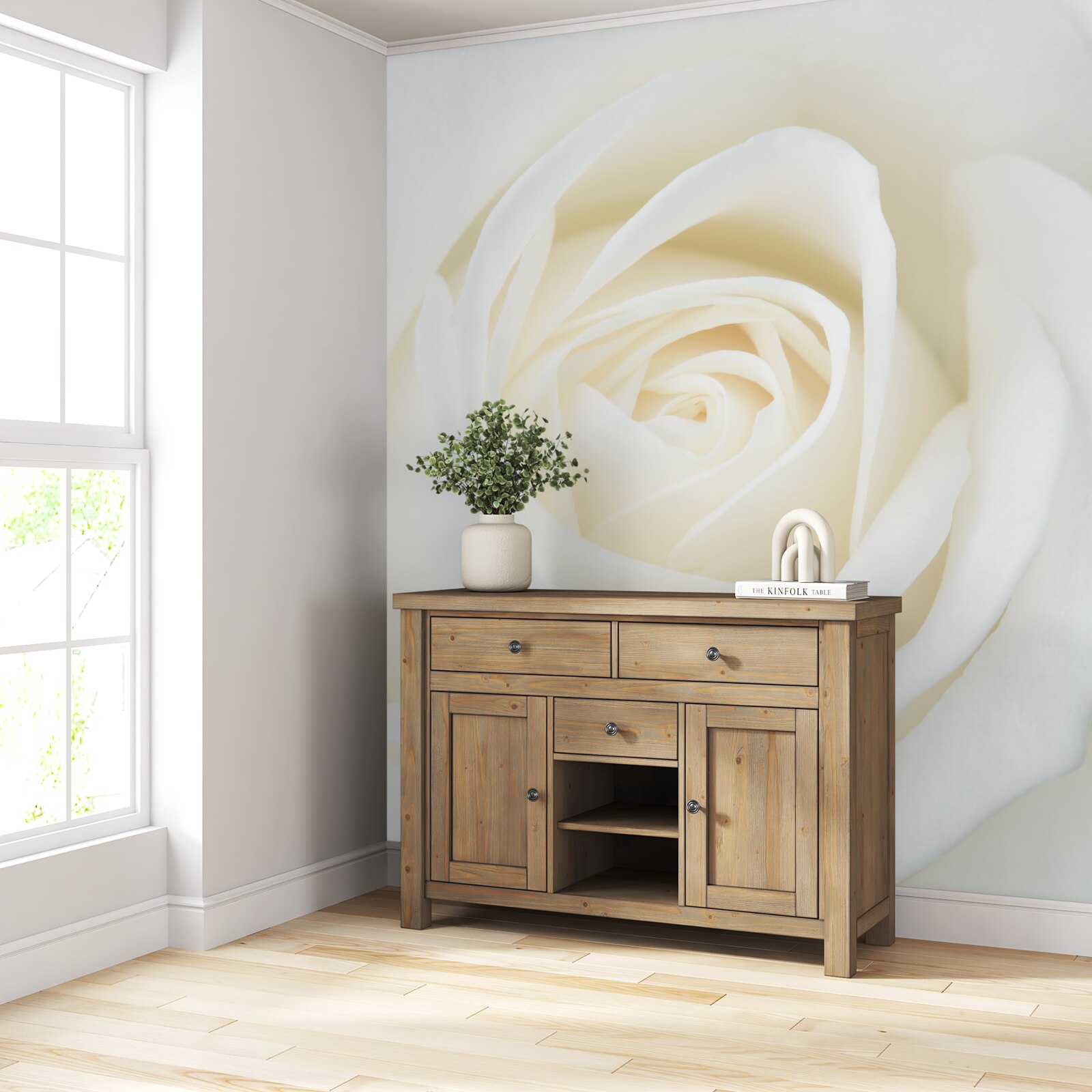 Фотошпалери великий план білосніжного бутона троянди