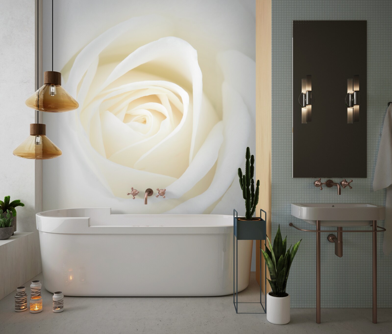 Фотошпалери великий план білосніжного бутона троянди