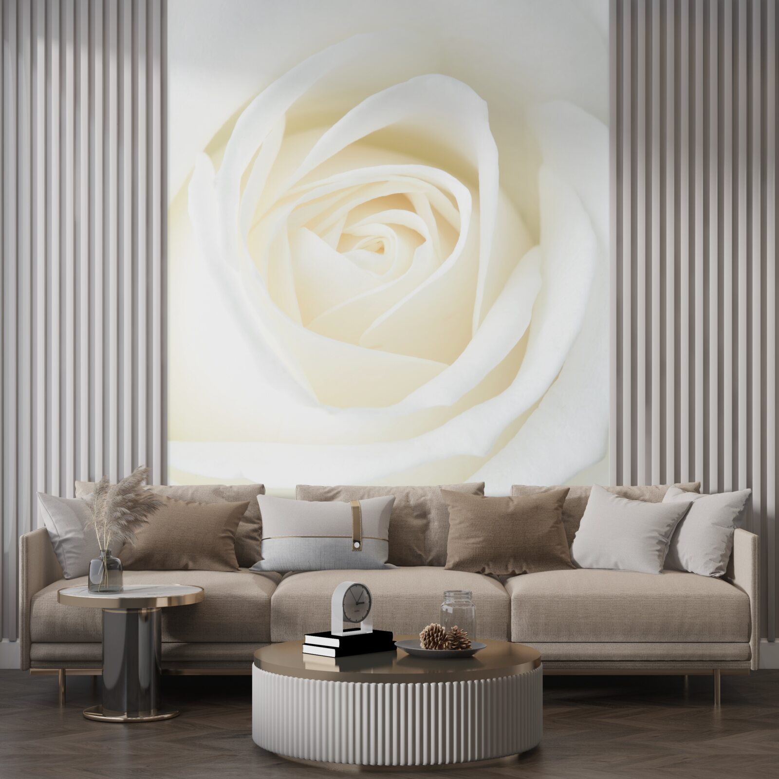 Фотошпалери великий план білосніжного бутона троянди