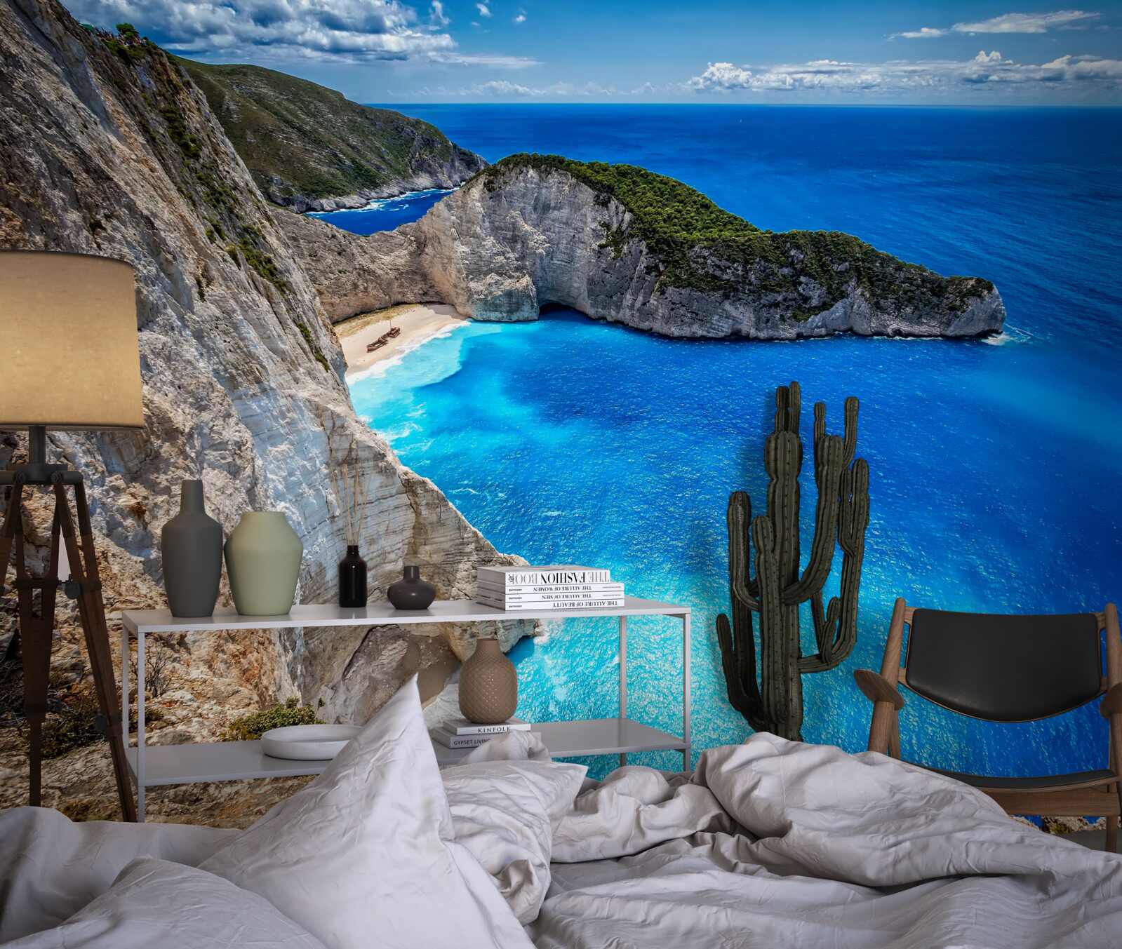 Фотошпалери білосніжні пляжі та бірюзові води біля підніжжя гір