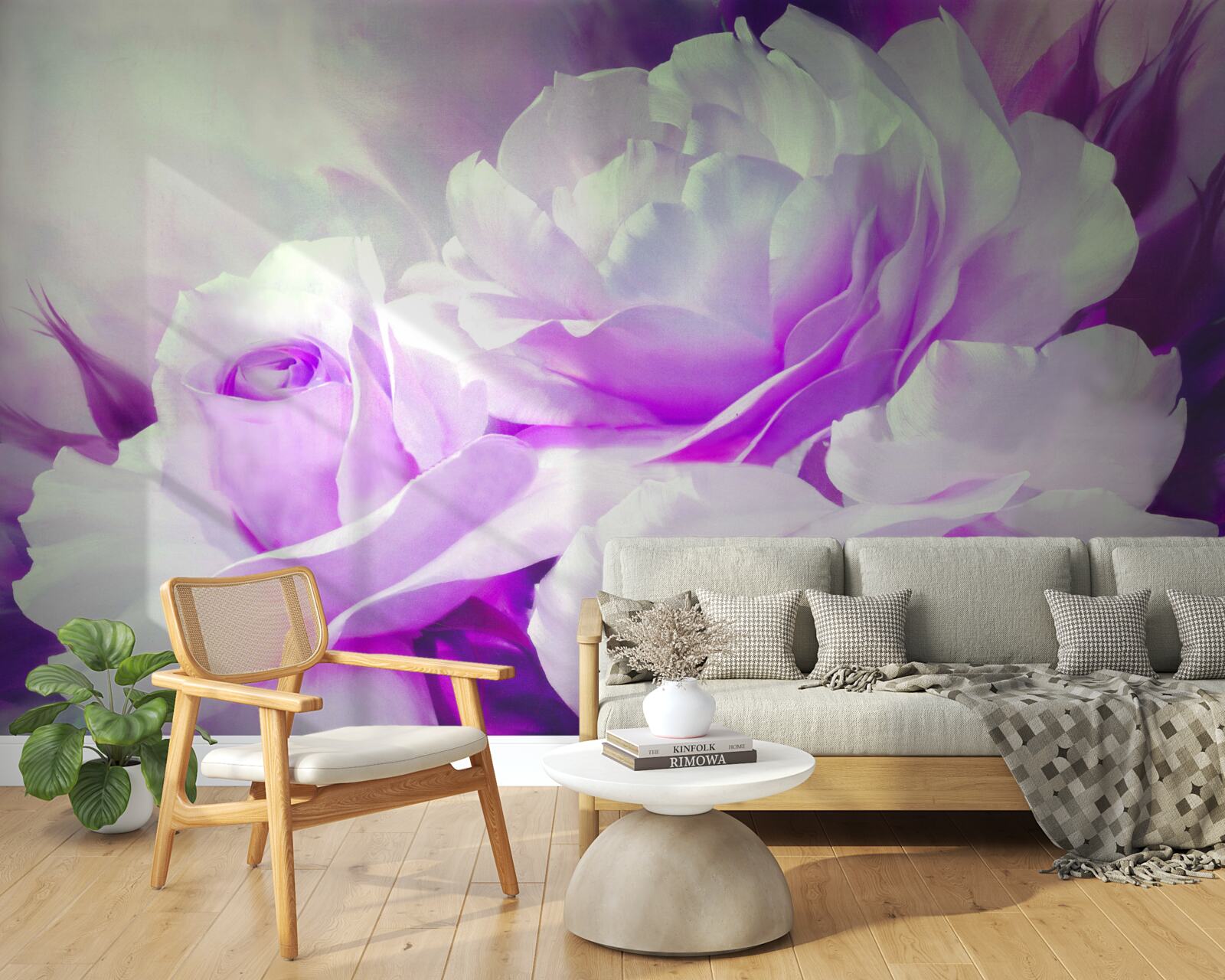 Фотошпалери квітки білі з відтінками бузку та спалахами