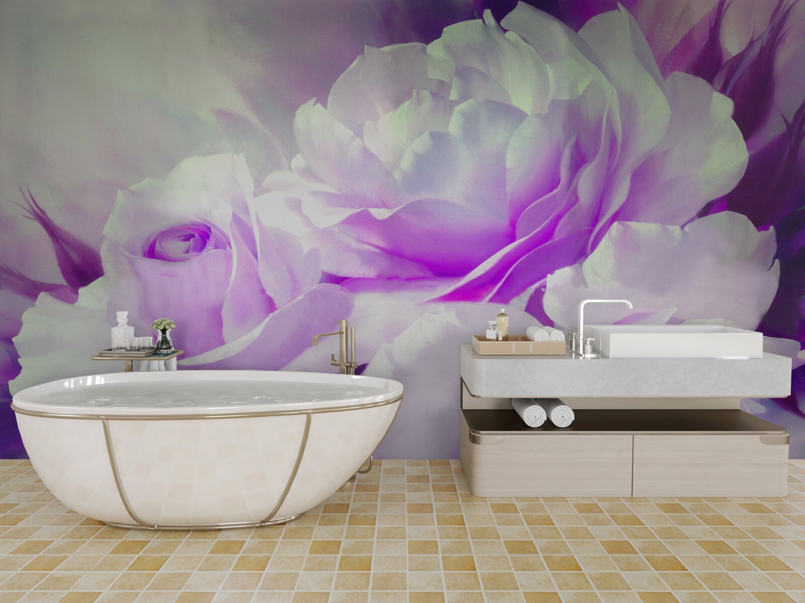 Фотошпалери квітки білі з відтінками бузку та спалахами