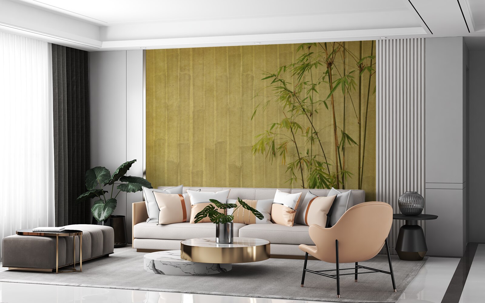 Фотошпалери верхівкові гілки тропічних рослин знаходяться на вертикальній дошці