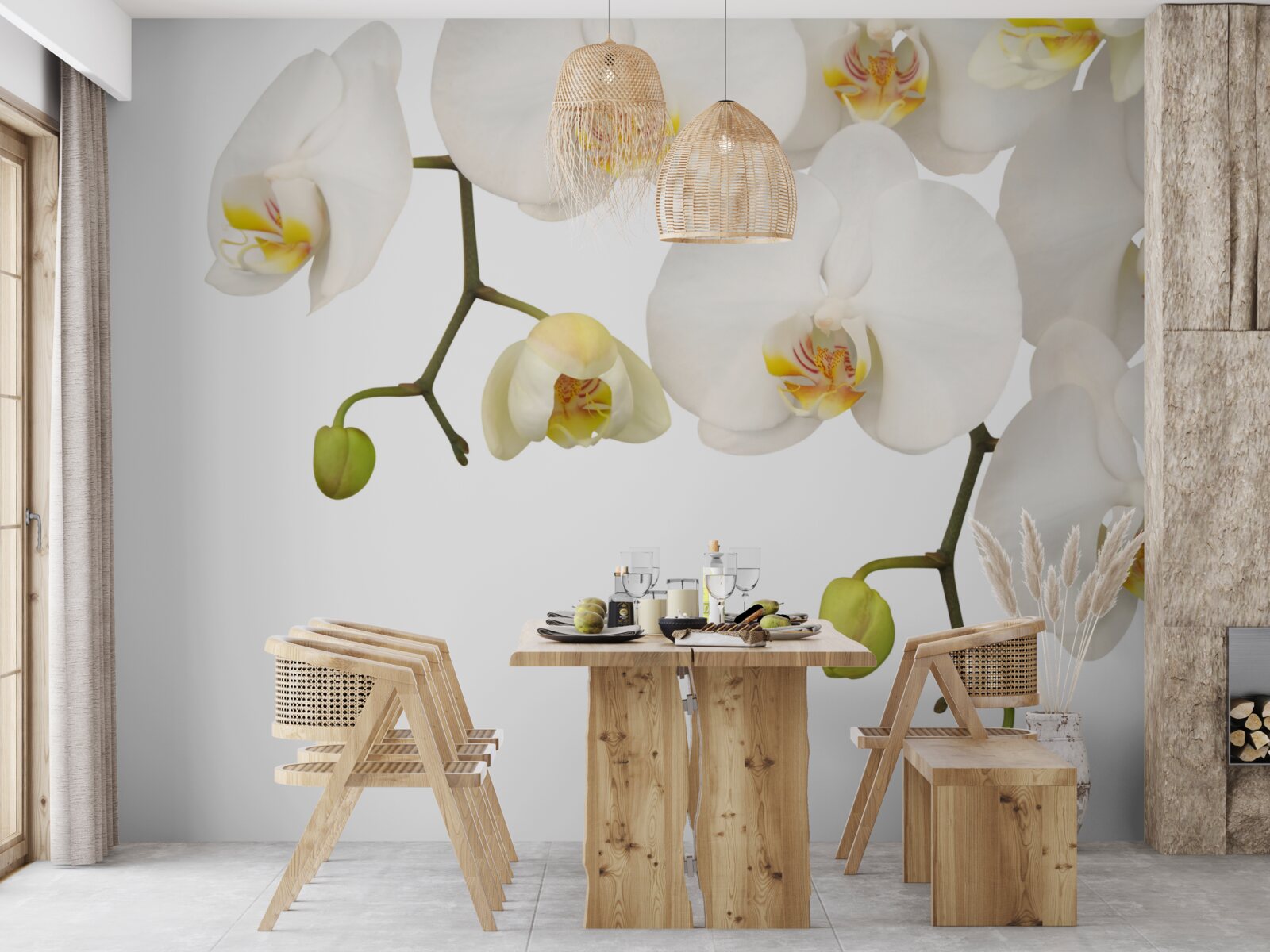 Фотошпалери підвісні орхідеї з білими квітами