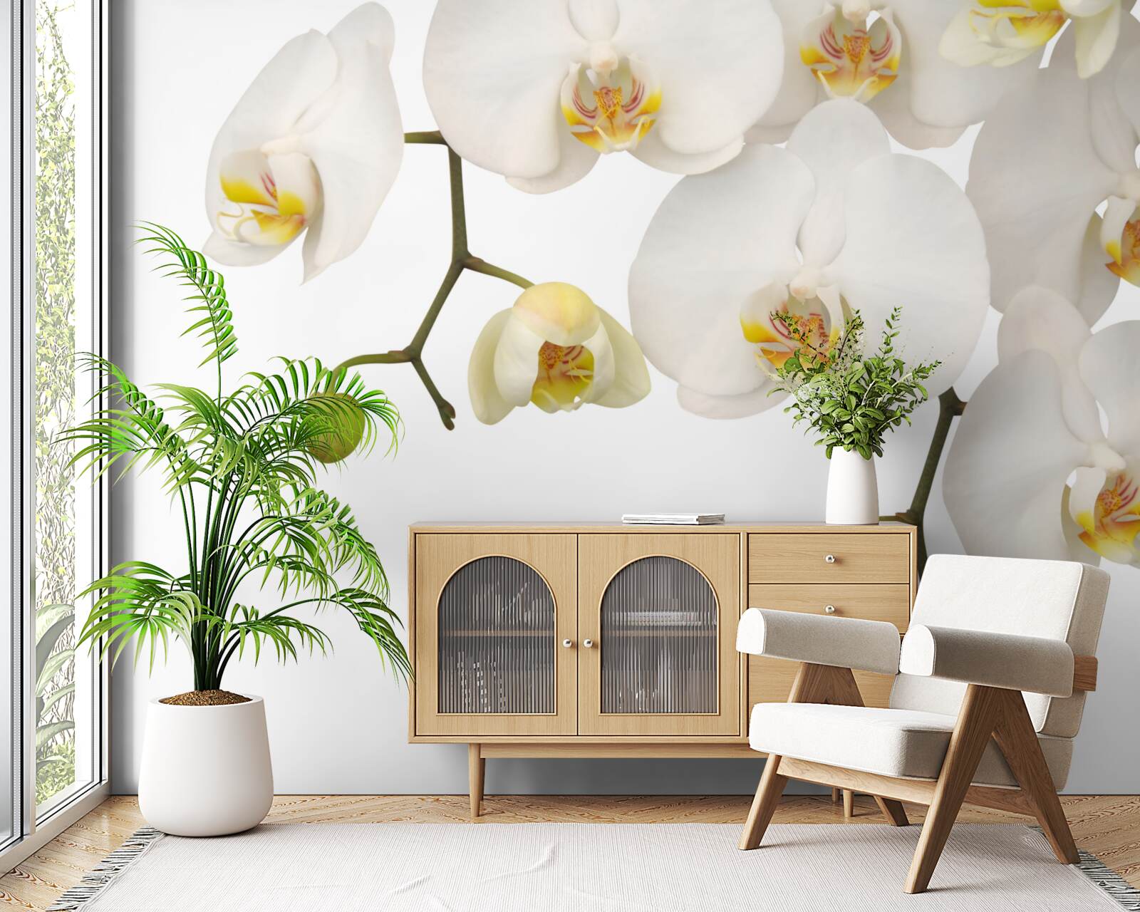 Фотошпалери підвісні орхідеї з білими квітами