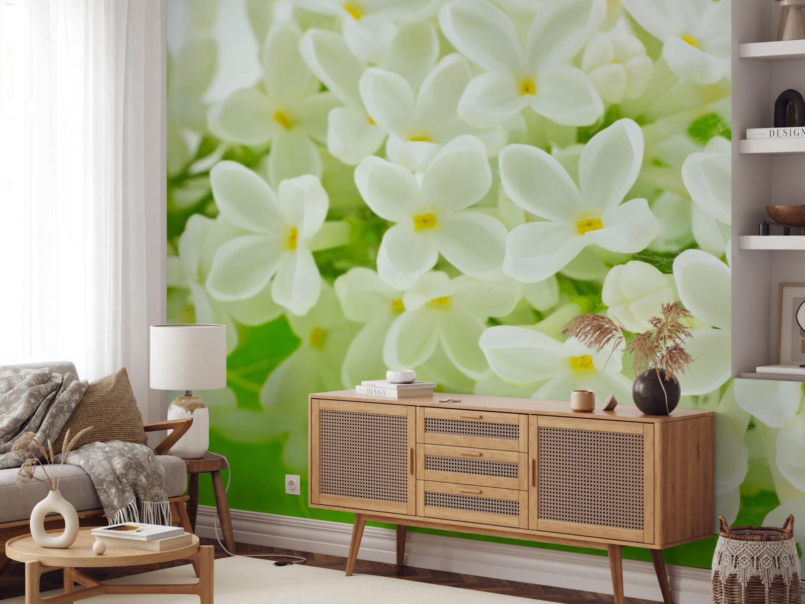 Фотошпалери білосніжні квіти, що рясно вкривають дерево