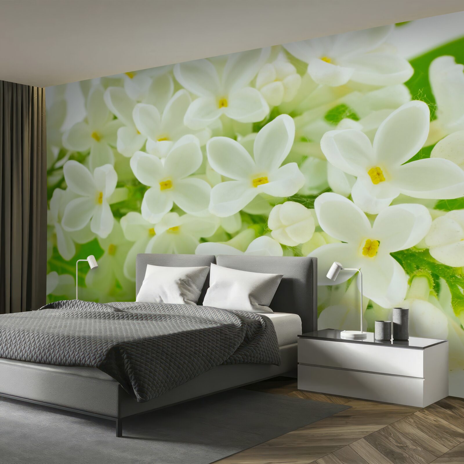 Фотошпалери білосніжні квіти, що рясно вкривають дерево