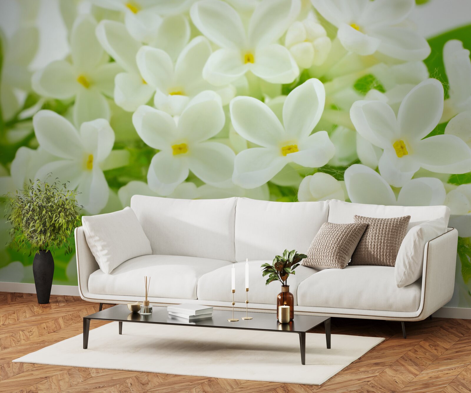 Фотошпалери білосніжні квіти, що рясно вкривають дерево