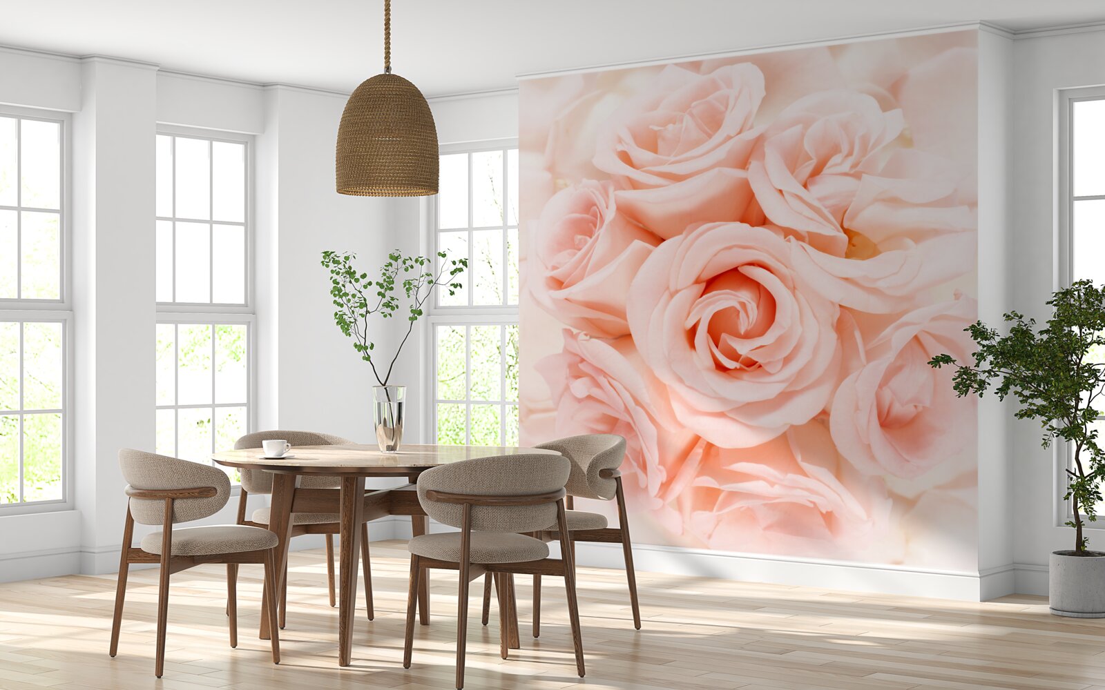 Фотошпалери бутон персикової троянди в ніжному букеті