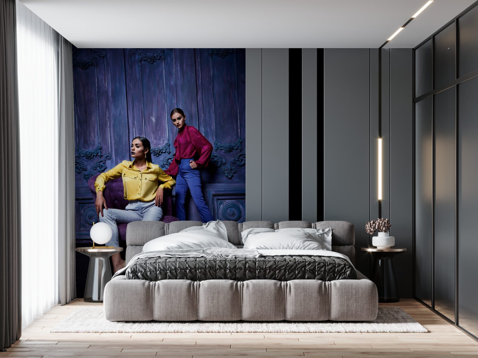 Фотошпалери дівчата на високих підборах фотографуються біля стародавнього муру